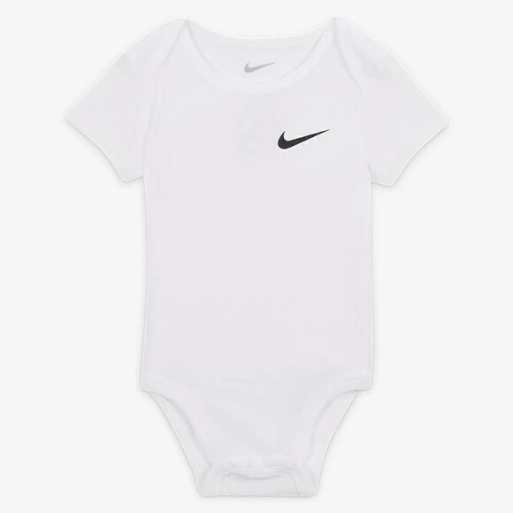 Nike Mini Me Bodysuit Set, White Onesie Black Swoosh Short Sleeve Size Newborn - Picture 2 of 10